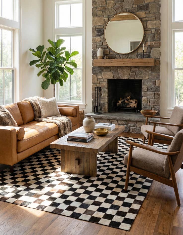 Detail image of 4' 11 x 8' 1 Cowhide - Patchwork Rug