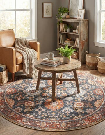 5' 1 x 5' 1 Washable Timeless Round Rug