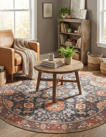 5' 1 x 5' 1 Washable Timeless Round Rug