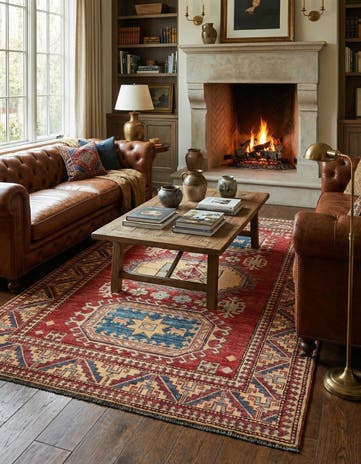 4' 5 x 6' 10 Hand Knotted Kazak Wool Rug