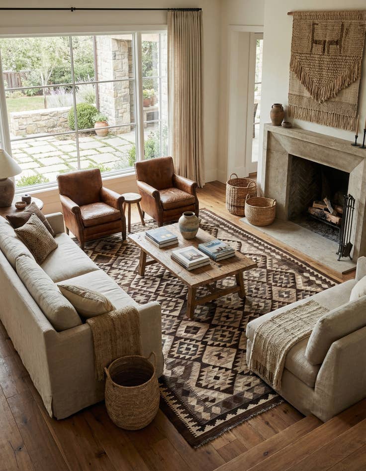 Detail image of 6' 7 x 8' 11  Hand Woven Kilim Maymana Wool Rug