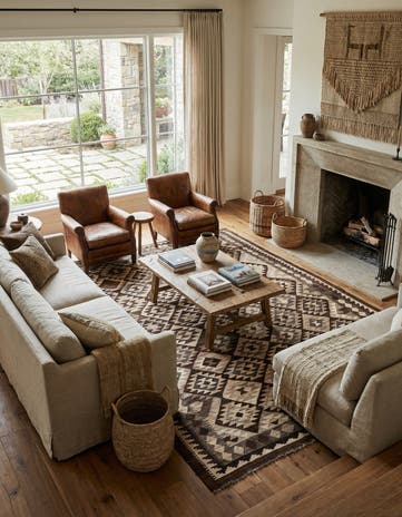 6' 7 x 8' 11 Hand Woven Kilim Maymana Wool Rug