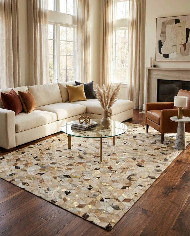 Detail image of 5' x 8' 1 Cowhide - Patchwork Rug