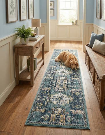 Navy Blue Charleston Runner Rug