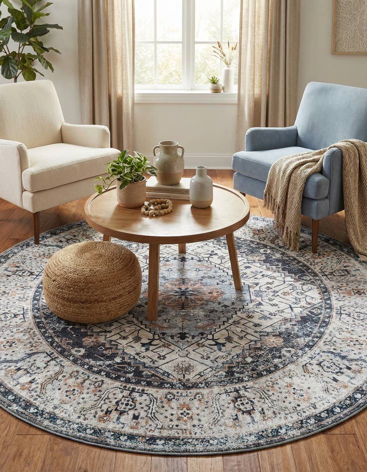 Detail image of 5' 3 x 5' 3 Yara Round Rug