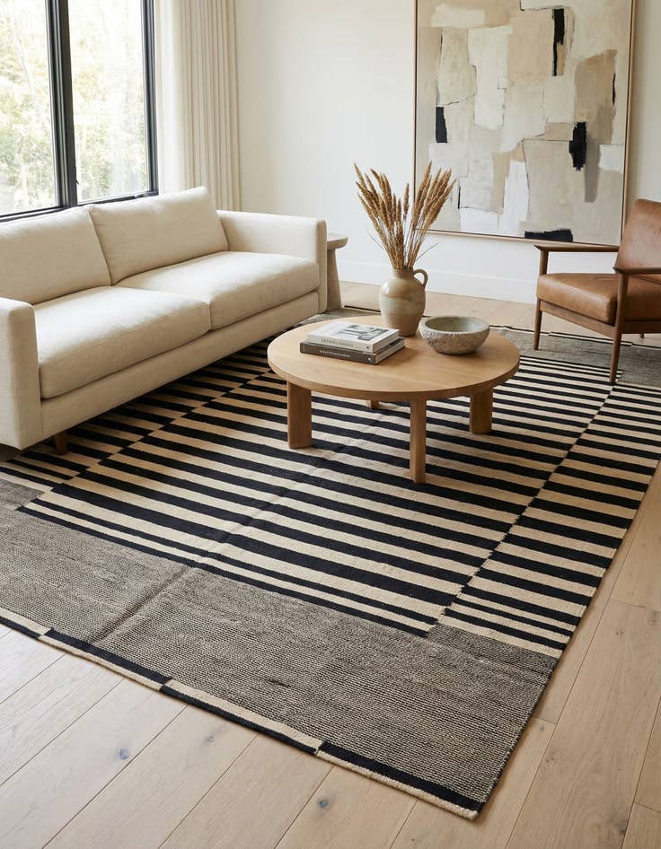 Detail image of 5' 6 x 8'  Hand Woven Kilim Modern Wool Rug