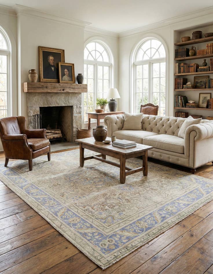 Detail image of  6' 5 x 9' 7  Hand Knotted Ultra Vintage Persian Wool Rug