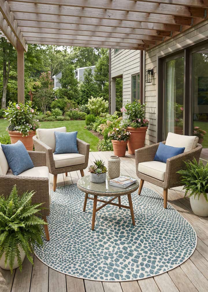5' 3 x 8' Easy-Clean Jill Zarin Cape Town Indoor / Outdoor Oval Rug