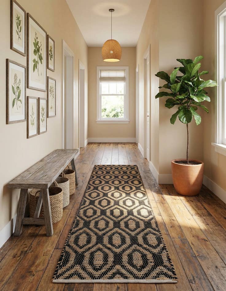 Detail image of 2' 7 x 10'  Hand Woven Chindi Jute Runner Rug