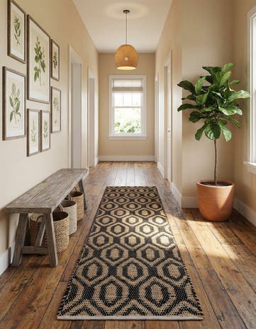 2' 7 x 10' Hand Woven Chindi Jute Runner Rug