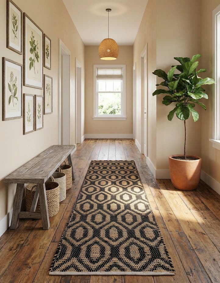 2' 7 x 10' Hand Woven Chindi Jute Runner Rug