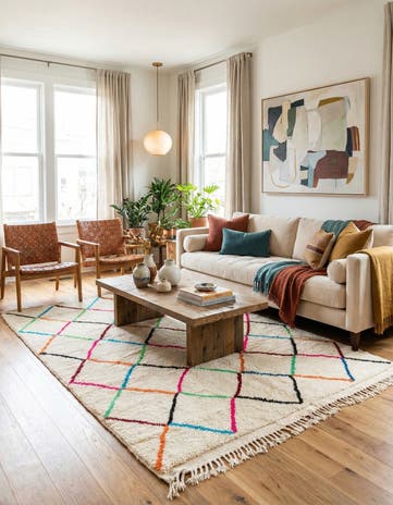 4' 10 x 6' 8 Hand Knotted Moroccan Wool Rug