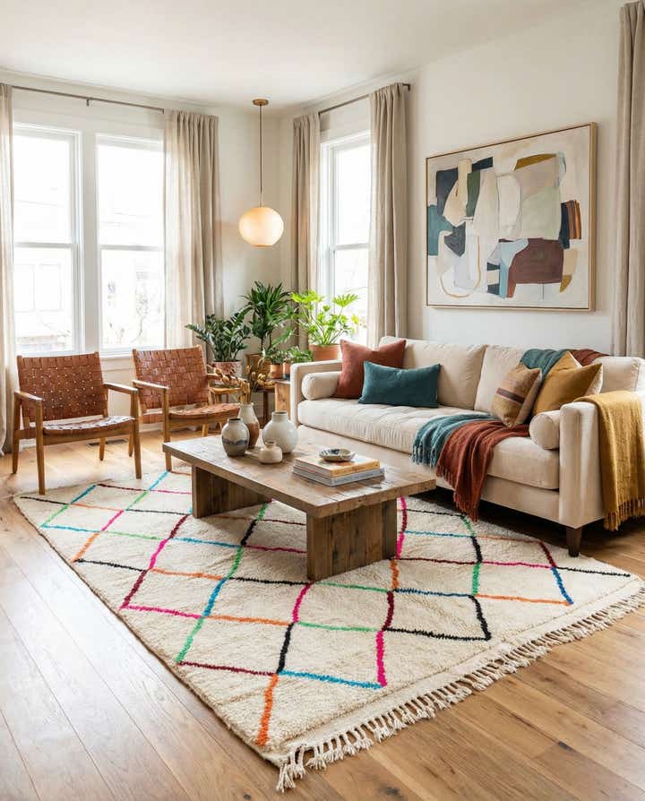 4' 10 x 6' 8 Hand Knotted Moroccan Wool Rug