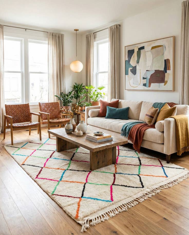 Detail image of 4' 10 x 6' 8 Hand Knotted Moroccan Wool Rug