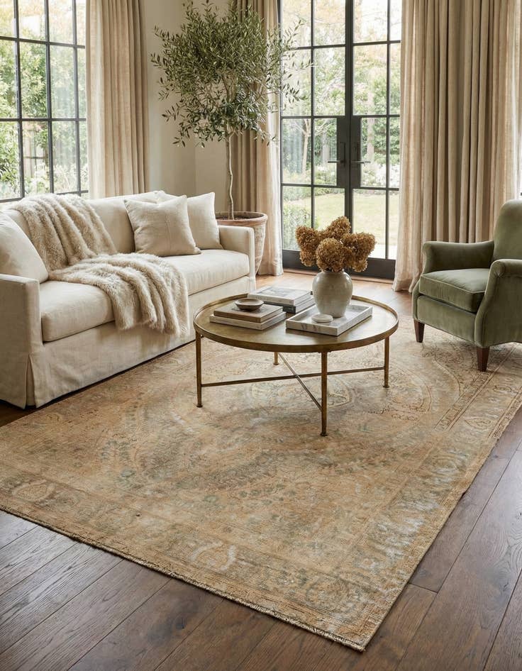 Detail image of 6' 8 x 9' 5  Hand Knotted Ultra Vintage Persian Wool Rug