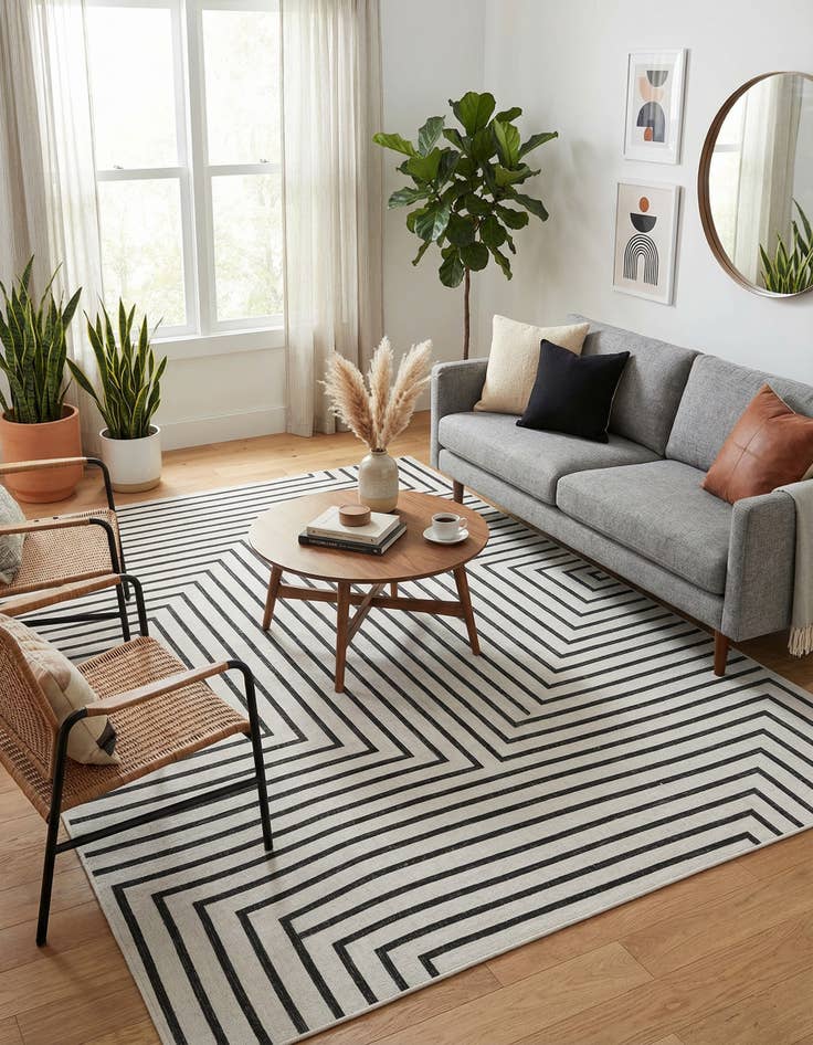 Detail image of  9' x 12'  Washable Modern Indoor / Outdoor Rug