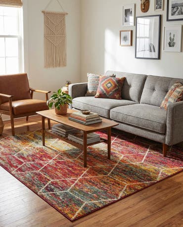  6' x 6' Lattice Frieze Square Rug