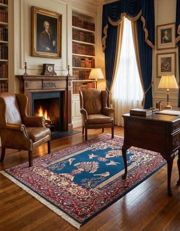 3' 6 x 5' Hand Knotted Kashan Persian Wool Rug