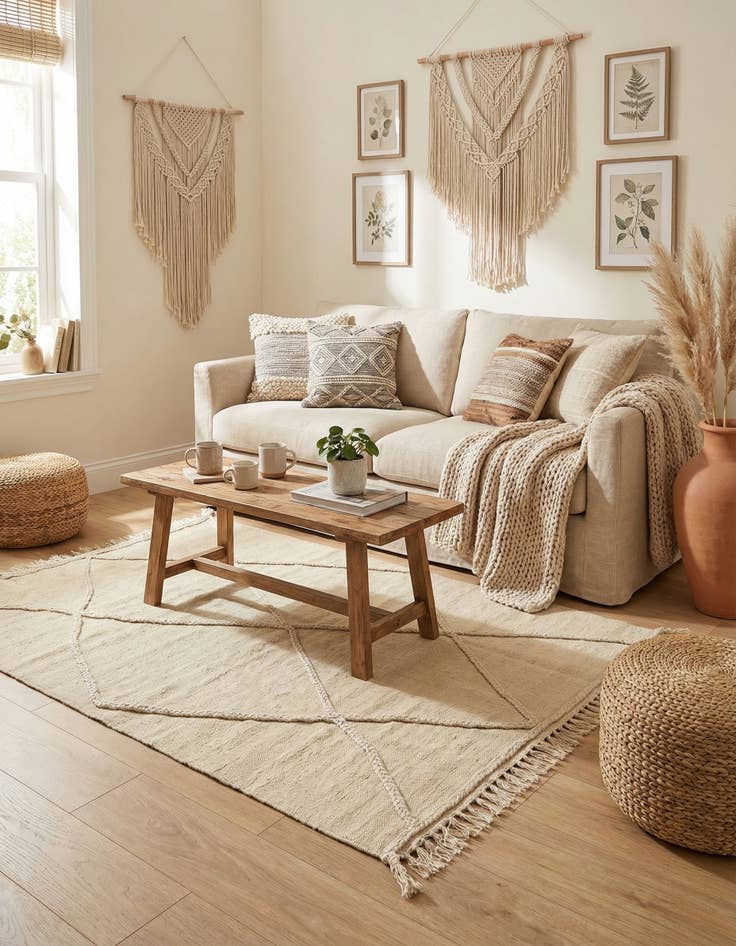 Detail image of  3' 5 x 4' 9  Hand Knotted Moroccan Wool Rug