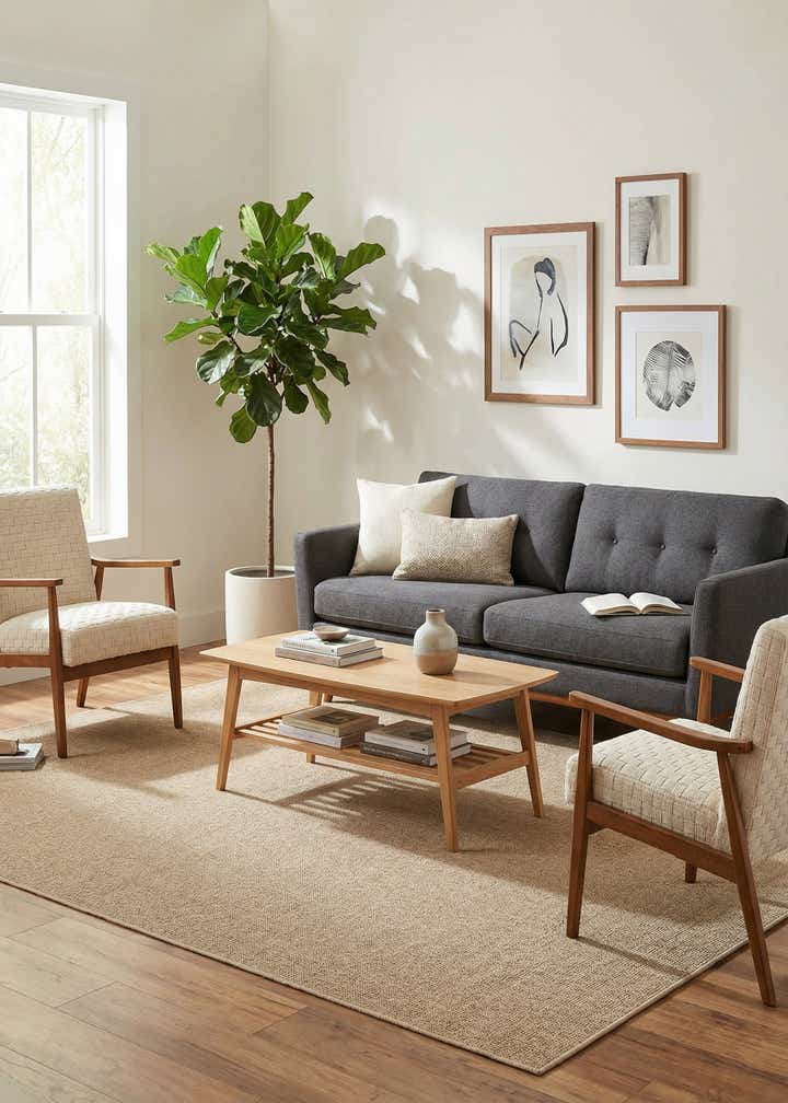 6' 1 x 9' Easy-Clean Solid Indoor / Outdoor Rug