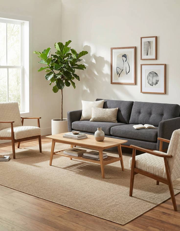 Detail image of 6' 1 x 9'  Washable Solid Indoor / Outdoor Rug