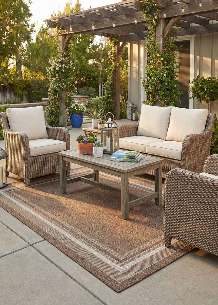 6' x 9' Easy-Clean Border Indoor / Outdoor Rug