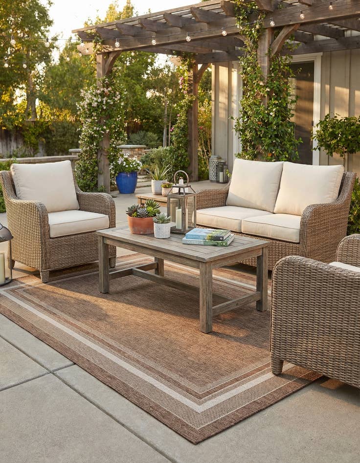 Detail image of 6' x 9'  Washable Border Indoor / Outdoor Rug