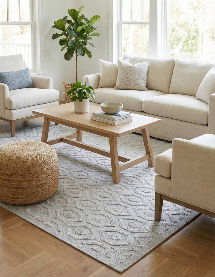 Detail image of 9' x 12'  Washable Trellis Textured Indoor / Outdoor Rug