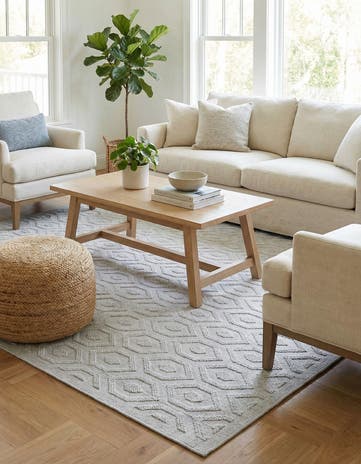 9' x 12' Easy-Clean Trellis Textured Indoor / Outdoor Rug