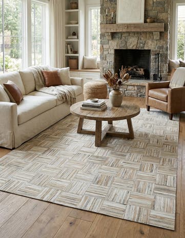 4' 10 x 7' 6 Cowhide Leather Rug
