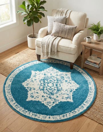 Blue Veneto Round Rug