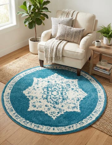 Blue Veneto Round Rug