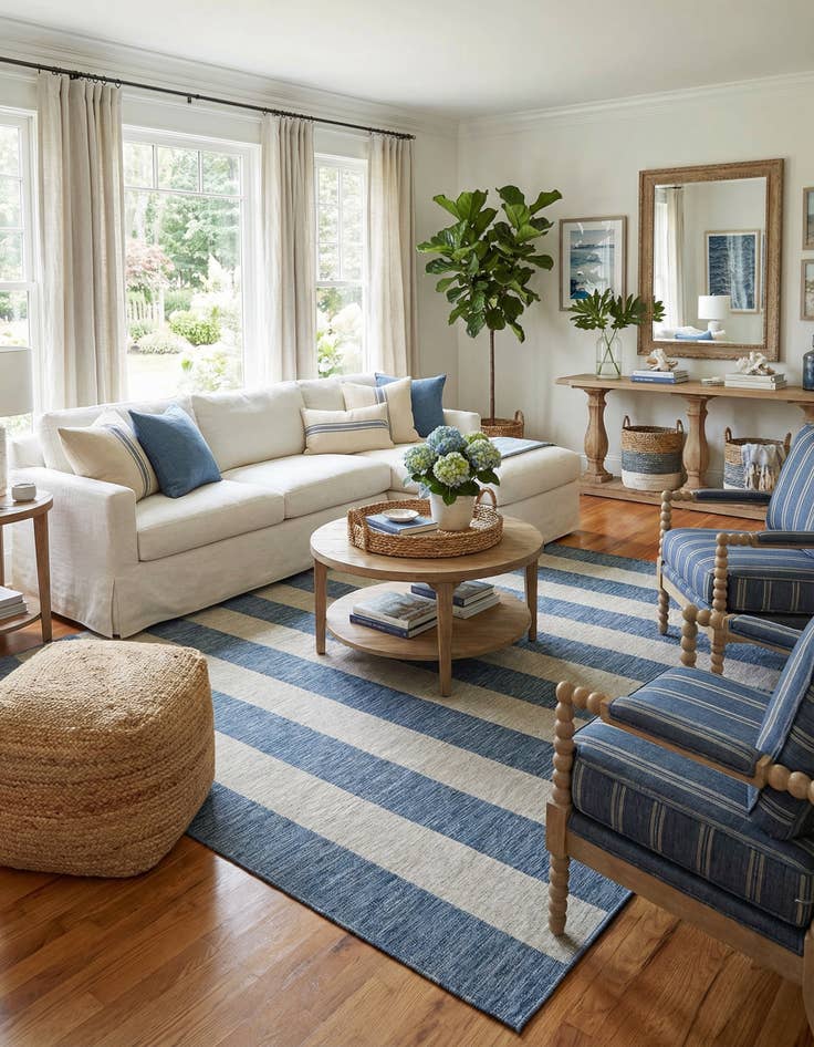 Detail image of 12' x 12'  Washable Striped Indoor / Outdoor Square Rug