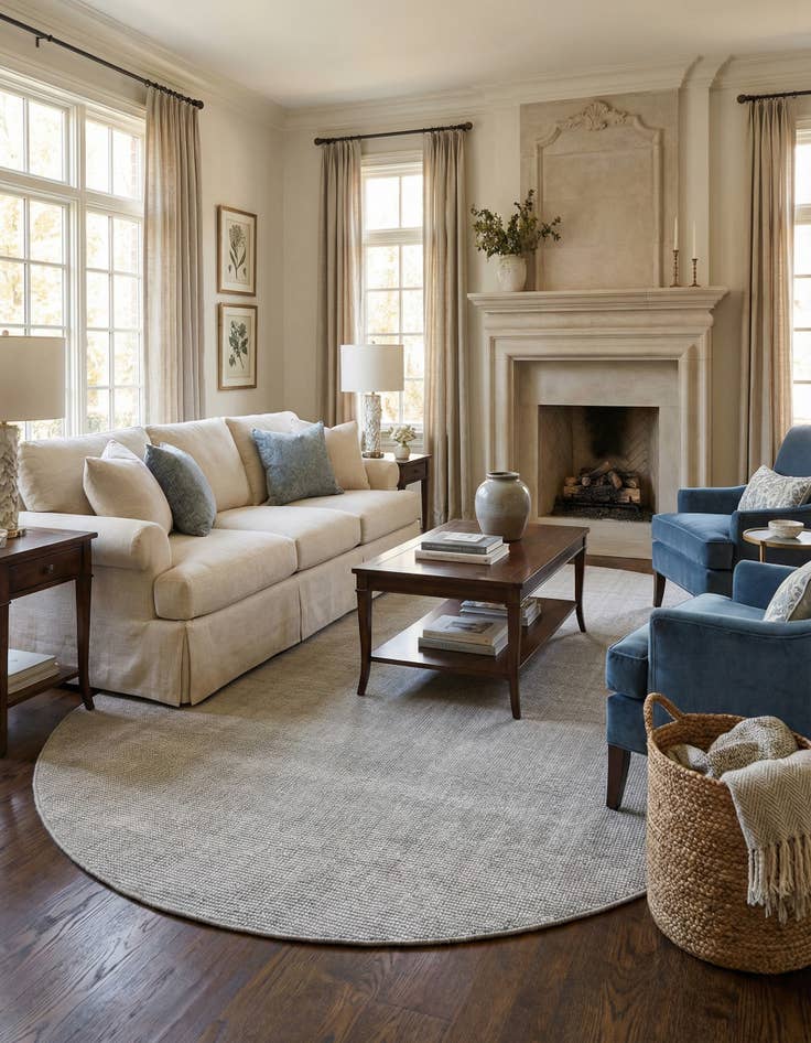 Detail image of  6' 1 x 9'  Hand Woven Jill Zarin English Manor Wool Oval Rug