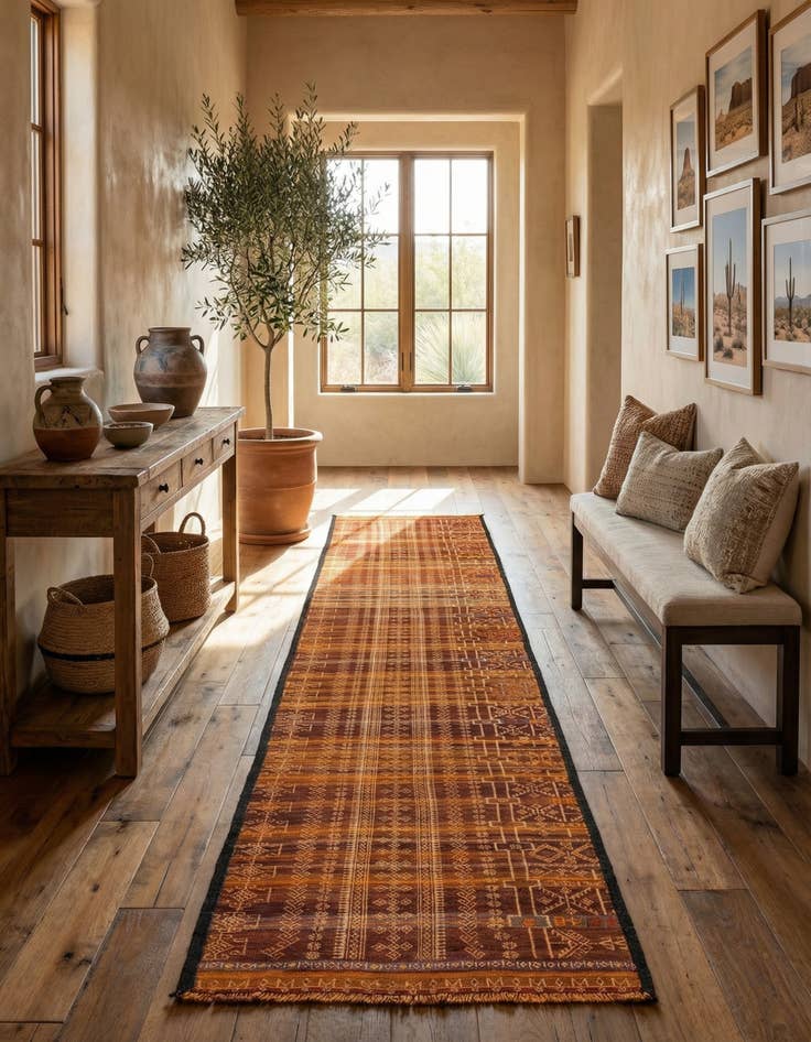 Detail image of 2' 2 x 10' 11  Hand Woven Kilim Fars Wool Runner Rug