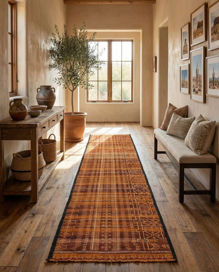 Detail image of 2' 2 x 10' 11 Hand Woven Kilim Fars Wool Runner Rug