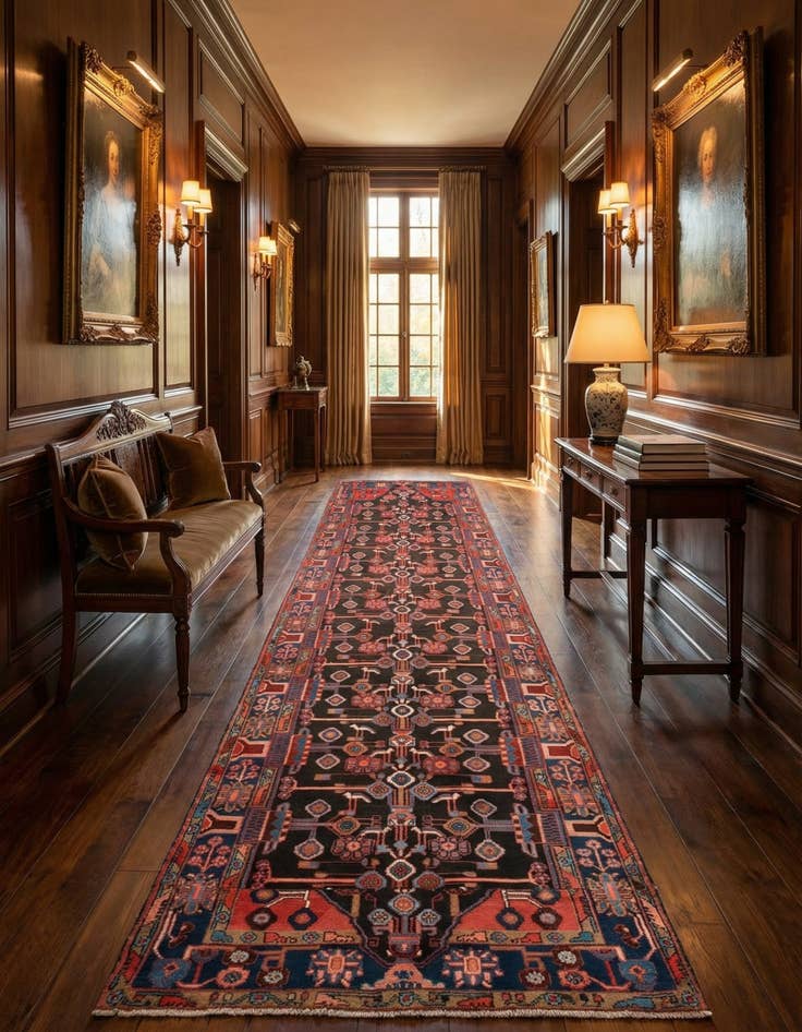 Detail image of 3' 10 x 15' 3 Hamedan Runner Rug