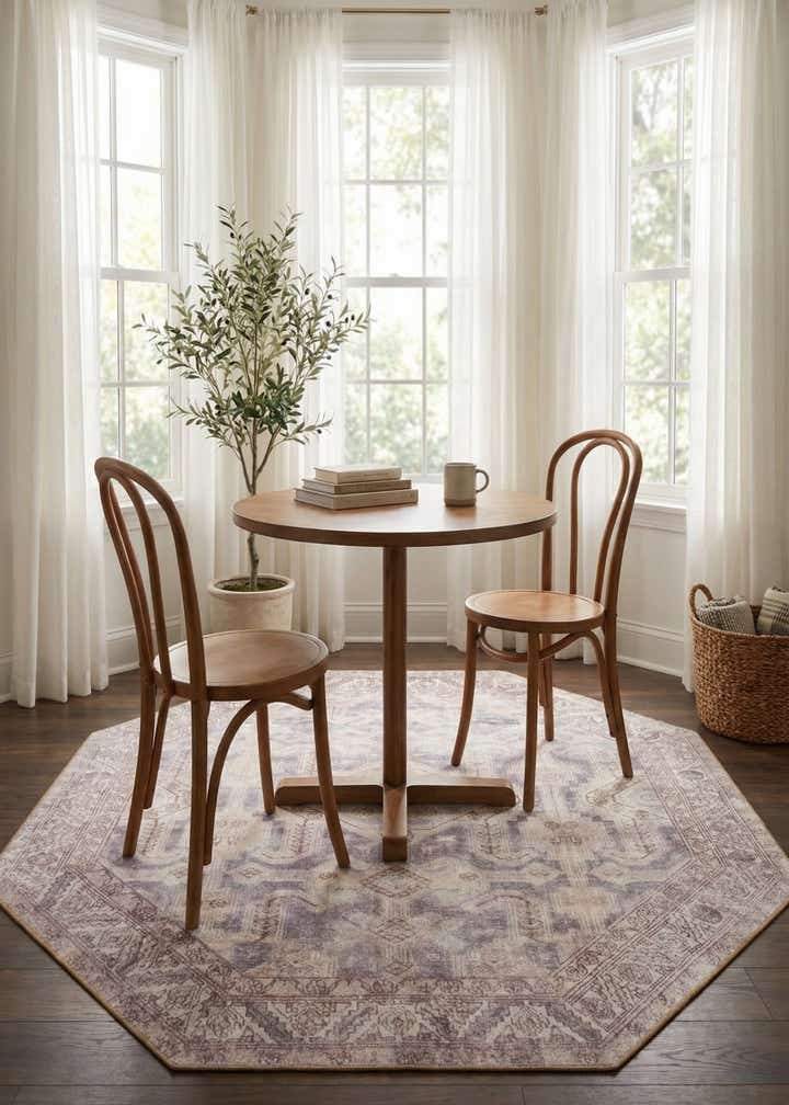 7' 6 x 7' 6 Washable Timeless Octagon Rug