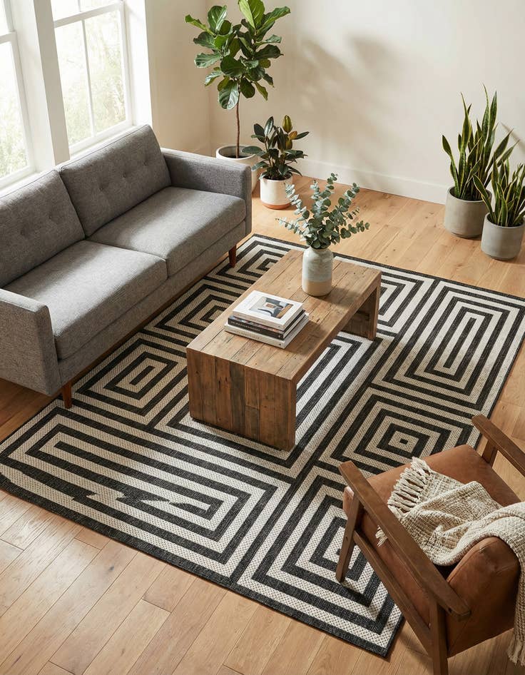 Detail image of 5' 3 x 7'  Washable Modern Indoor / Outdoor Rug