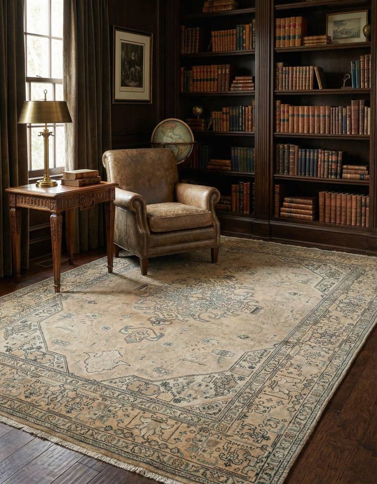 Detail image of  6' 4 x 9' 8  Hand Knotted Tabriz Persian Wool Rug