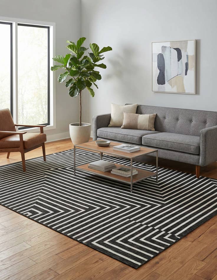 Detail image of  9' x 12'  Washable Modern Indoor / Outdoor Rug