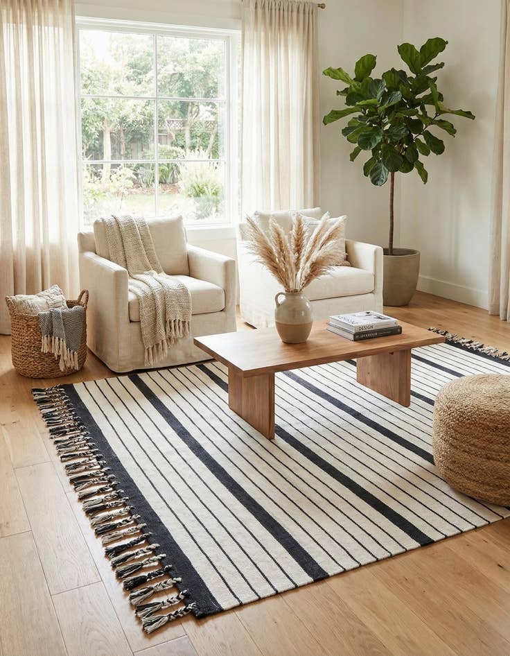 Detail image of 7' 1 x 7' 1  Hand Woven Chindi Cotton Square Rug