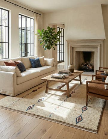6' 9 x 9' 6 Hand Knotted Moroccan Wool Rug