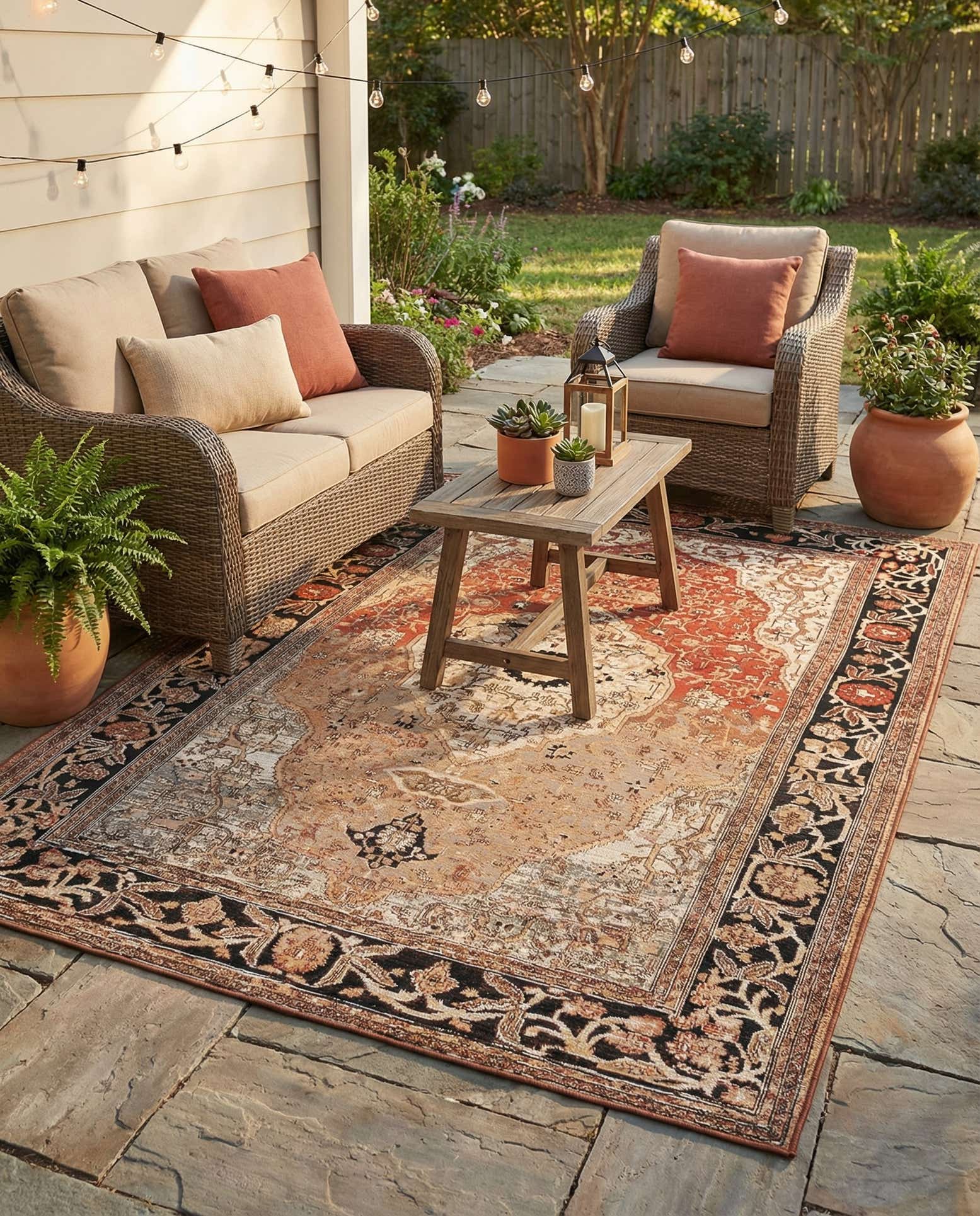 6' x 9' Easy-Clean Traditional Indoor / Outdoor Rug