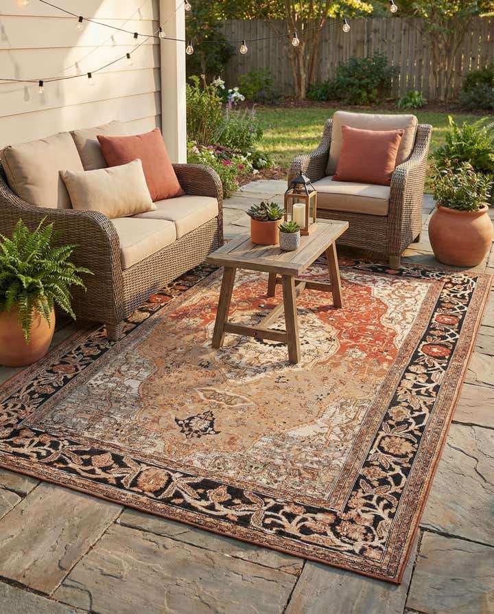 6' x 9' Easy-Clean Traditional Indoor / Outdoor Rug