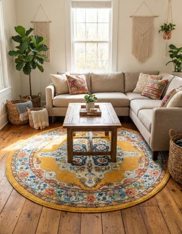Yellow Parker Round Rug