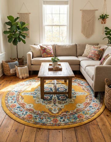 Yellow Parker Round Rug