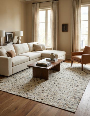 8' x 9' 10 Cowhide Leather Rug