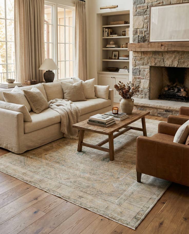 Detail image of 6' 4 x 9' 7 Hand Knotted Ultra Vintage Persian Wool Rug