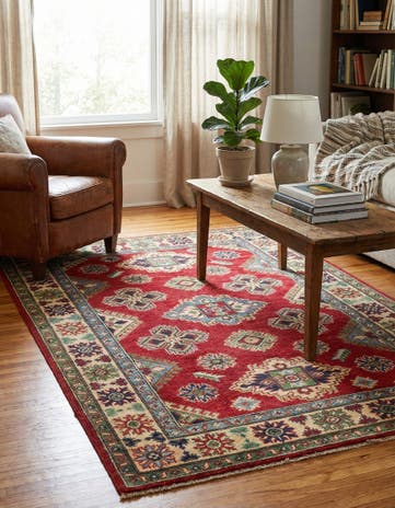 4' x 6' 2 Hand Knotted Kazak Rug